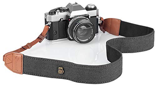 TARION Sangle Appareils Photo Réglable Courroie Appareil Photo pour Caméra Reflex DSLR SLR Bandoulière Cuir Appareil Photo Compatibile Con Leica Canon Nikon Sony Fuji Olympus (Noir Denim)
