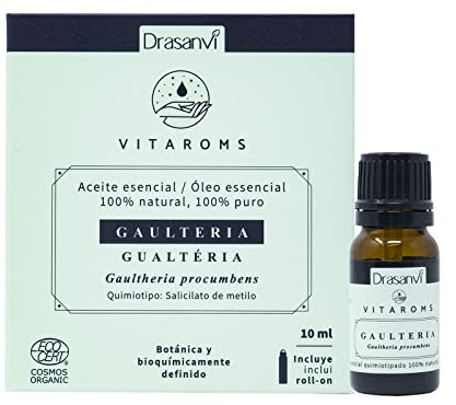 Aceite Esencial de Gaulteria BIO Ecocert Puro en 10ml Vitaroms Ecocert | Botanica y Bioquimicamente Definido, 100% Natural y Puro, Vegano y Sin Gluten, Ideal para tu Difusor Diario, Drasanvi