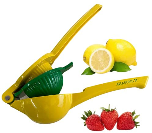 AHASON'S Premium Quality Metal 2-In-1 Lemon Lime Squeezer | Hand Juicer Lemon Squeezer | Max Extraction Manual Citrus Juicer | Easy-to-Use Lemon Squeezer Manual