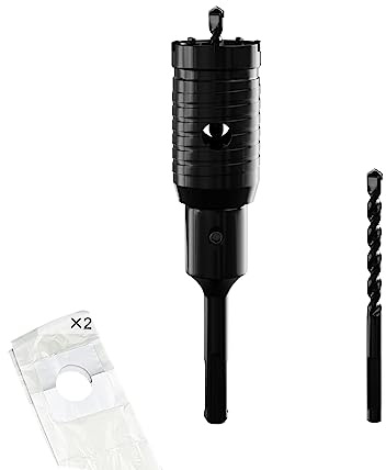 CSOOM Seghe a tazza per calcestruzzo, 40 mm, in metallo duro, con 2 punte di centraggio, 110 mm, SDS Plus, per fori in calcestruzzo, muratura e pietra, trapano per muratura