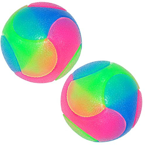Ferleiss Leuchtende Hundebälle blinkend Elastischer Ball Glow in the Dark Interaktives Haustierspielzeug für Welpen, Katzen, Hunde 5,1 cm (2 x Bälle)