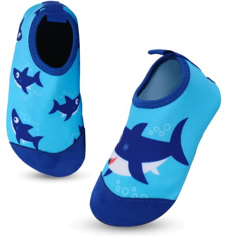 Kinder Badeschuhe Schwimmschuhe Jungen Mädchen Wasserschuhe rutschfest Schnell Trocknend Strandschuhe Leicht Sommer Aquaschuhe Barfußschuhe Kleinkind Baby Pool Beach Barfuss Surfen Yoga 22/23EU Hai