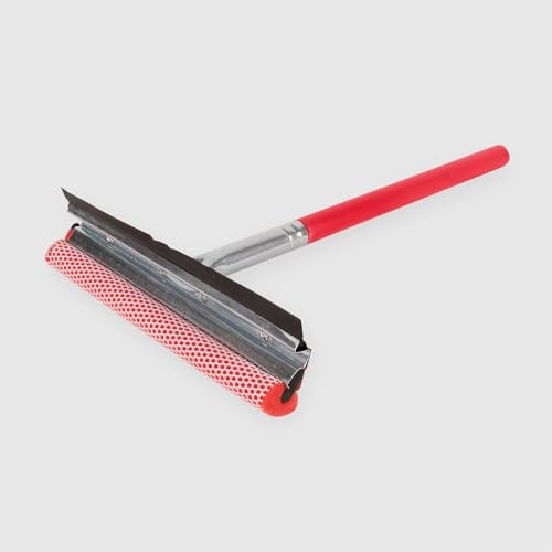 La Briantina Tergivetro Ascanio con Manico in Legno - Pulizia di Vetri e Specchi | Spugna Morbida, Rete in Poliestere e Gomma Ultra Aderente | Larghezza 24 cm, Lunghezza 41,5 cm