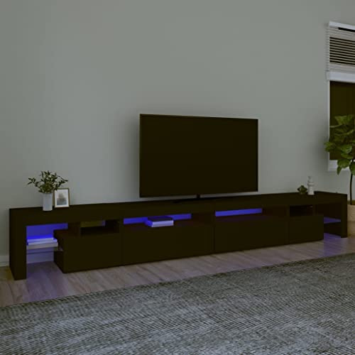 Meuble TV suspendu avec lumières LED - Noir - 290 x 36,5 x 40 cm