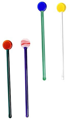 MAGICLULU 4pcs Creative Glass Spoon Stained Glass Spoon Long Handle Ice for Coffee Stirring and Home Supplies