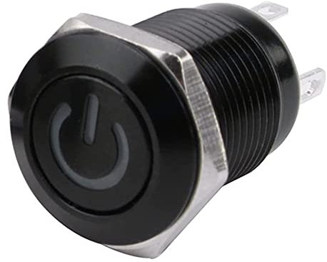 Ersatzteile 12 mm wasserdichter oxidierter schwarzer Metallknopfschalter mit LED-Lampe Momentaner PC-Netzschalter 3 V 5 V 6 V 12 V 24 V 220 V