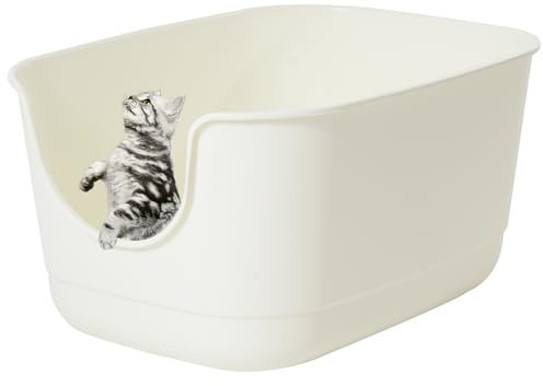 Gefryco Large Cat Litter Box with High Sided 24.6x18.3x12.2 - Jumbo Extra Large Open Anti - Splashing High Wall for Multiple Cats (White)