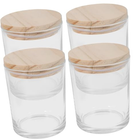 Cabilock 4piezas Tarros De Vidrio para Velas con Tapa De Bambú Portavelas Pequeños Transparentes para Hacer Velas Aromáticas y Almacenamiento De Alimentos