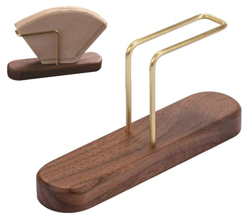 FEMONGY kaffeefilterhalter filtertütenhalter kaffefilterhalterung kaffeefilter aufbewahrung kaffee filter aufsatz filterkaffee aufsatz - Halter für Kaffeefilter zur Aufbewahrung (A-Walnussholz)