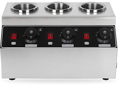 PUDLOR Edelstahl Schokoladenwärmer, 3 x Flaschen Saucenwärmer Saucen warmhalten 30 °C bis 85 °C 240W Soßenwärmer Thermo Soßenwärmer, für Warmhaltung von Saucen, 40x25x22cm