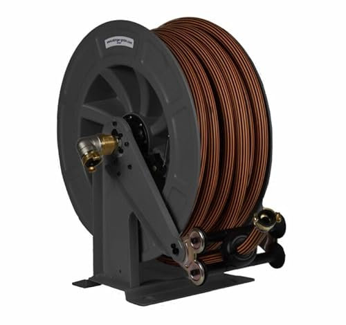 Automatik-Schlauchaufroller OSK 610, ABS-Trommel, Achse Halter Stahl lackiert anthrazitgrau, mit 20m - 3/4 Gummischlauch
