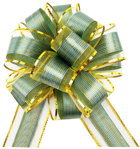 G2PLUS 12PCS Lazo Regalo Verde,Lazos Adorno Coche Boda Lazos de Regalo Grande con Cinta Lazos Automáticos para Decoración Boda Coche Fiesta DIY