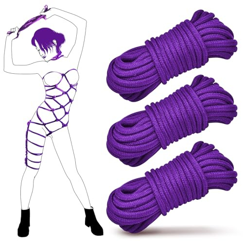 Generico Corda per il sesso Bondage BDSM - 3Pack 10M/32Ft Set di corde per il sesso in cotone per principianti BDSM, 8MM Shibari Corde per il sesso Bondage Kit di vincoli Fetish SM Sex Toys
