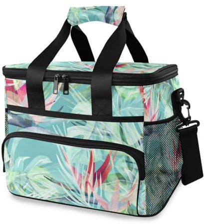 Sac isotherme isotherme avec motif de plantes tropicales et oiseaux de paradis - Grand sac isotherme étanche - Pour adulte - Pour homme et femme