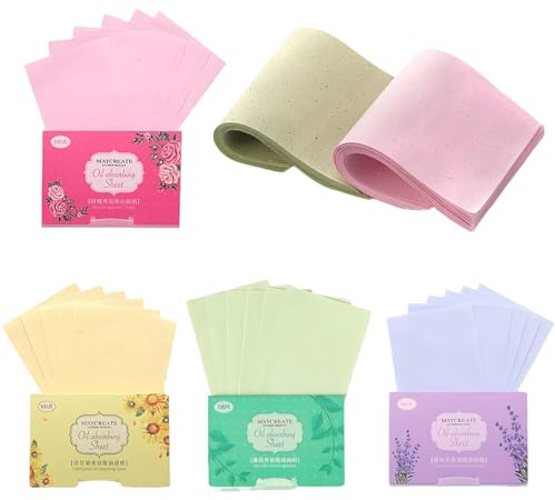 4 Stück Gesichts-Löschpapier Grüntee Ölabsorbierende Blätter für Männer Frauen 400 Stück Gesichtsöl Blotting Paper, Gesicht Blotting-Papiere Face Oil Blotting Papers Öl-Löschpapier blotting pape