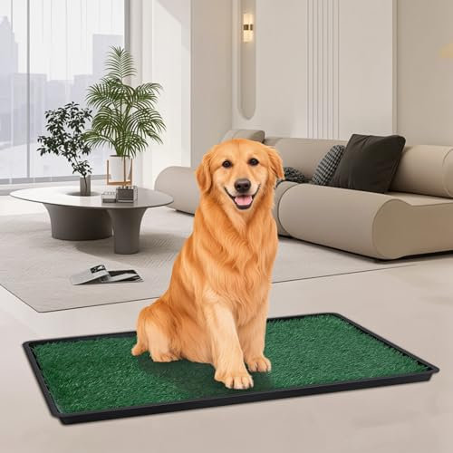 Makamsui Kunstrasen-Pad für Hunde, Töpfchen mit Tablett, Welpen-Pad für Hunde und kleine Haustiere, Hundetoilette, Ersatz für künstliche Grasen, 1 Urinierpad, 1 Bodenwanne, Bla