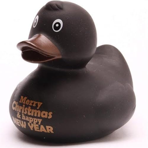 Duckshop I Farbige Xmas & New Year Enten (Badeente Merry Christmas & Happy New Year - schwarz)