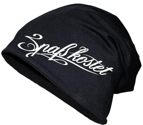 Spaß Kostet Herren Jungs Long Beanie Marke Label Größe XS bis XXL