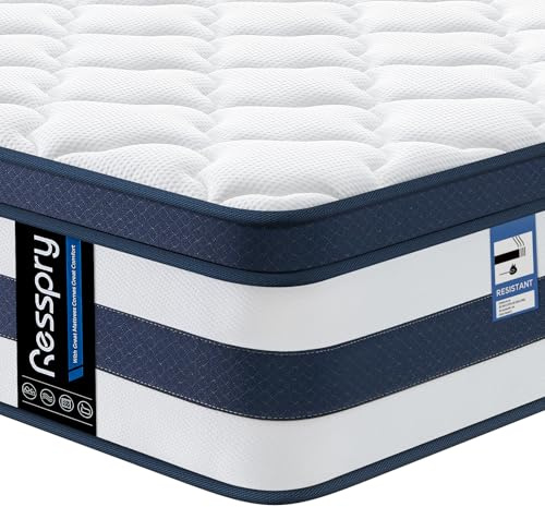 Resspry King Size Mattress 5FT, 12 Inch Memory Foam Sprung Hybrid Mattress, 9-Zone Personalized Support for All Sleepers, Medium Firm Puffy Collection, 100 Night Home Trial