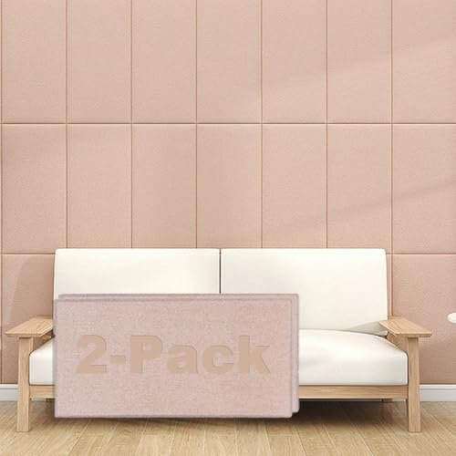 APMOE Wandkissen Bett Kopfteil Wandpolster Kinderzimmer - Anti-Kollision Wandpaneele Selbstklebend - 60x30 cm DIY Wandpolsterung Wandschutz Bett Polsterpaneel Wandverkleidung, Plüsch(Champagne,2 Pcs)