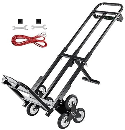 Carrello pieghevole per scale, portata fino a 210 kg, in acciaio, a 3 ruote, in gomma, come carrello per scale, carrello o carrello in legno