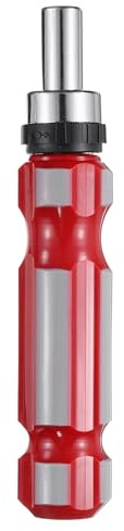 sourcing map Ratcheting Blank Screwdriver Tool Handles 1/4 Hex Hole 105mm Length Magnetic Carbon Steel Quick Change Heavy Duty Bits Holder Ratchet Replacement Grips, Red Grey