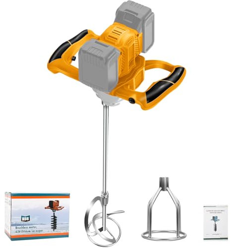 ConBlom Miscelatore per malta a batteria, compatibile con batteria Dewalt 20V, miscelatore Bruhle, 6Seed Gearox, miscelatore industriale per pittura, stucco, cemento, malta senza batteria.