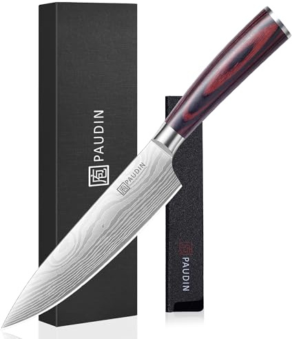 PAUDIN Kochmesser 15 cm Küchenmesser klein scharf profi Messer als Allzweckmesser Fleischmesser Gemüsemesser aus hochwertigem Edelstahl mit ergonomischem Holzgriff