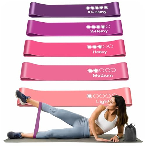Active 100 Resistance Bands, Set of 5 Different Levels, Exercise Band for Home Gym, Training and Yoga with Carrying Bag