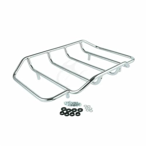 ZSHYTWE portaequipajes Paquete Viaje En Motocicleta Portaequipajes Maletero Estante Superior para Touring para Road para King para Street Glide 1984-UP Motocicleta portaequipajes(Chrome)