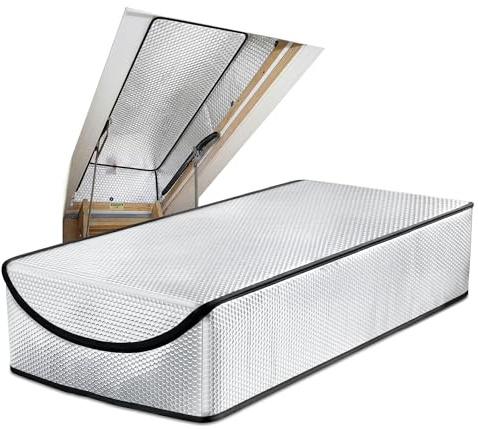 Attic Door Insulation Cover – Reflective Pull Down Tent with Zipper, 25” x 54” x 11” for Attic Stairway & Ladder, Energy-Efficient Heat Barrier & Dust Protection