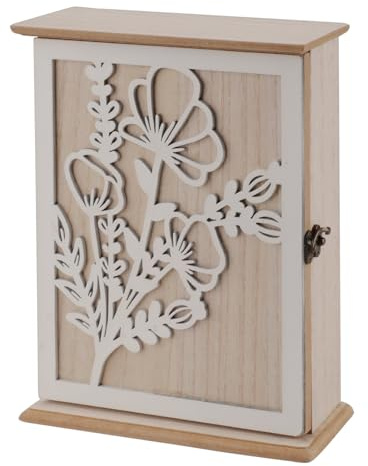 suaywo Caja Llaves Pared de Madera Caja Parad Llaves 6 Ganchos Caja Llavero de Pared 26 * 20 * 6 cm Caja Llaves de Madera para Dormitorios, Pasillos, Baños y Oficinas