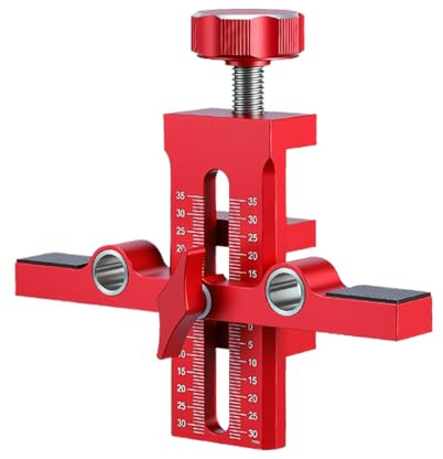 Ofcwoa Mounting Tool for Cabinet Doors, Double Hole Alignment with Adjustable Positioner, Cabinet Door Positioning Aid, for Home Office, Farmhouse, Bedroom, Bathroom, Kitchen