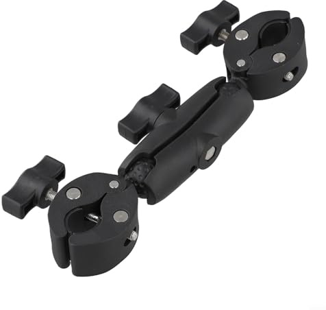 Honseadek Super Clamp - Abrazadera de montaje de cámara de doble cabeza de bola con pinza de cangrejo para motocicleta, para manillar de bicicleta, soporte de luz, brazo de fotos y uso de escritorio