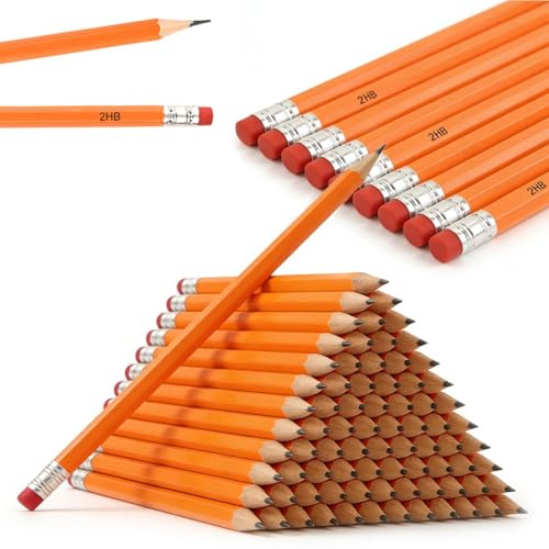 TMBMLPP 180 Pack 2 HB Pencils with Rubber, Non-Slip Hexagon HB Pencil, Pencil with Rubbers on the End, Art Pencils Sketching Set, for Writing Drawing Sketch ing - Yellow