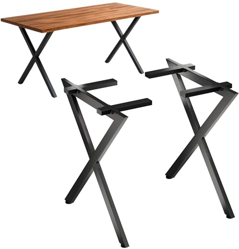 DanDiBo 2X Tischbeine Metall Schwarz 72 x 68 cm Tischgestell Höhenverstellbar 96667 Tischfüße Möbelfüße Tischkufen Esstisch Beine