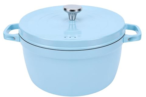 Depisuta Olla para Horno Holandés, Utensilios de Cocina Redondos Antiadherentes de Hierro Fundido Esmaltado de 9,4 Pulgadas con Tapa, Asas Dobles, Apto para Horno hasta 500 °F