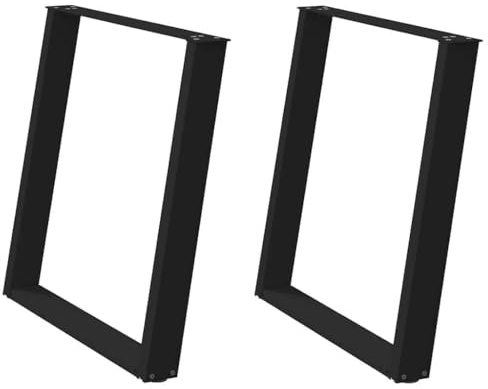 Tmriohed 2er Set Esstischbeine U-Form, Pulverbeschichteter Stahl Tischkufen Schwarz, 70x(72-73) cm, Stabile Tischgestelle für Esstisch oder Schreibtisch mit Verstellfüßen
