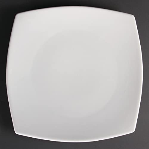 Olympia Whiteware Lot de 6 assiettes de service carrées arrondies en porcelaine 305 mm