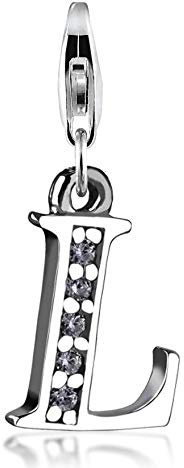 Nenalina Buchstabe L Karabiner Charm Anhänger Bettelarmband 925 Silber | Damen-Charm-Anhänger für alle gängigen Charmträger Charm-Club Clasp-Charms 925er Sterling-Silber