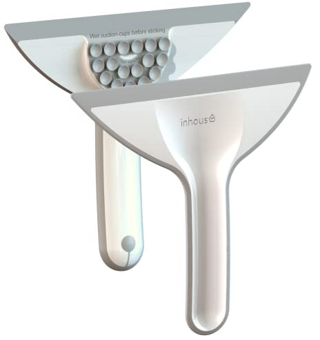 Inhouse Mini Stick+Store Shower Squeegee - Made in Britain - 6.5” Blade, Patented Integral Suction Storage - 1PC