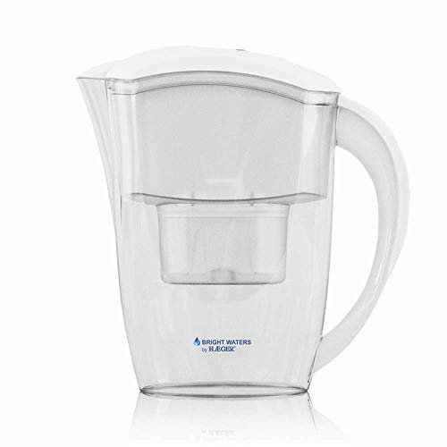 HAEGER BRIGHT WATERS - Purificadora de Agua con Filtro con capacidad de 2,4L - jarra purificadora con 4 niveles de filtraje,visor electrónico de validez del filtro, fácil reemplazo del filtro