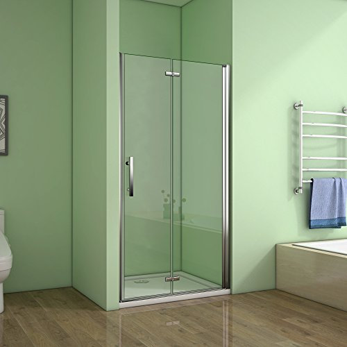 Porte de douche pivotante 100x195cm verre anticalcaire installation en niche