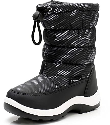 Apakowa New Kids Boys Cold Weather Snow Boots (Toddler/Little Kid) (Color : Grey/black, Size : 6 M US Toddler)