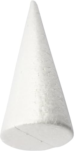 Creativ 54345 Cône en Polystyrène, Blanc, 35cm Hauteur, 16cm Diamètre