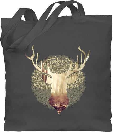 Shirtracer - Baumwolltasche - Kompatibel mit Oktoberfest Tasche - Hirsch Motiv Geschenk Jäger I Hirschgeweih Tracht