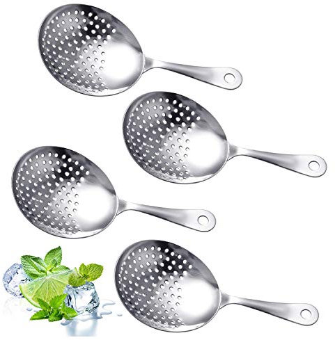 Akamino de coladores de acero inoxidable para julepe, paquete de 4 cucharas coladoras de cóctel para bebidas, hogar, cocina, bar
