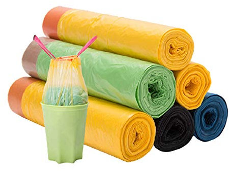 HIOD 25L Bolsas de Basura Portátiles 100 Pcs Revestimiento del Contenedor de Cierre Automático Inicio Coche Cocina Bolsa de Basura Desechable