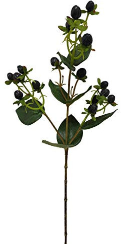 2474U Kunstzweig Blumenpick Schwarze Beeren ca. 46 cm naturgetreu, Trockenzweig imitiert