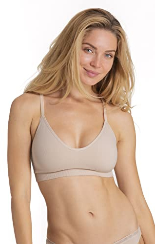 Dorina Bralette Mujer Revive – Sin Aros, Ligeramente Acolchada con Almohadillas Extraíbles, Detalle Espalda Cruzada (Racerback), Sin Costuras en Tejido Micro Punto Circular, Negro
